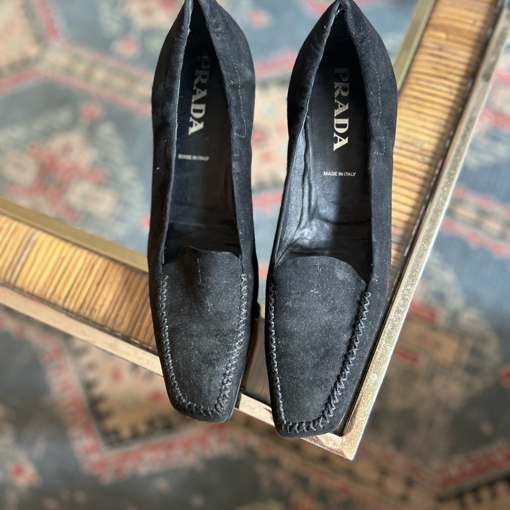 Prada Black Suede Loafers